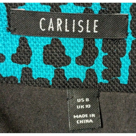 Carlisle Skirt 8 Turquoise Black Abstract Plaid Cotton Lined Dark Academia Prep - Picture 2 of 9